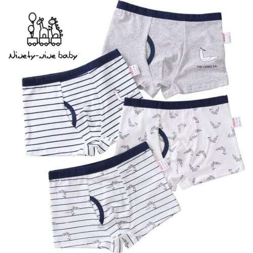 Childrens Underwear for Kids Striped Printed Shorts Soft Cotton Underpants Boys Teenage Striped Panties 4 Pcs/lot Kids Clothes