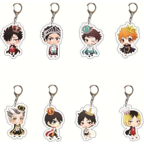 Haikyuu Keychain Man Key Chain Bags Women Acrylic Key Ring Chain for Pants Kids Pendant Fashion Hinata Shoyo Kozume Kenma Brelok