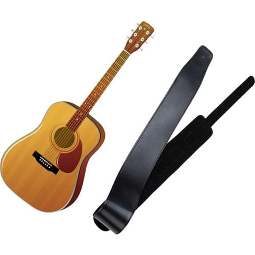Leather Padded Black Guitar Strap For Electric Acoustic Guitar Bass Adjustable Belt