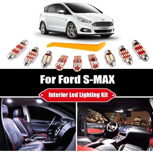 11Pcs Canbus For Ford S-MAX WA6 Vehicle LED Interior Map Dome Trunk Light License Plate Lamp Kit Car Lamp Accessories