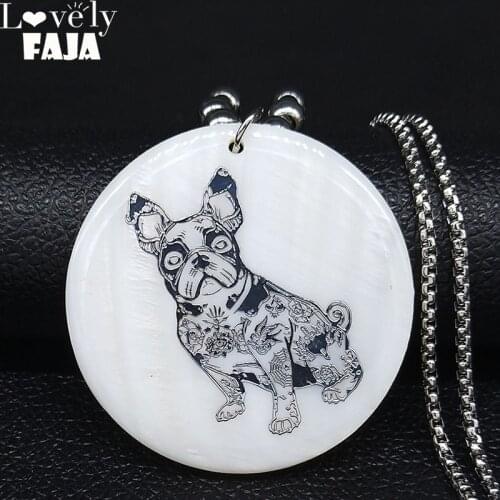 2021 Bulldog Shell Stainless Steel Statement Necklace for Women Silver Color Big Long Chain Necklace Jewelry collares N20074