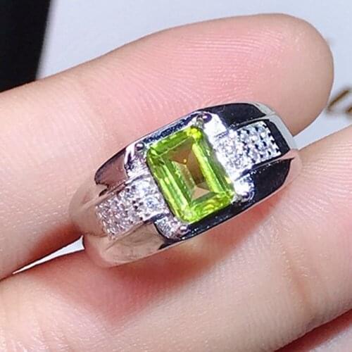 New natural peridot s925 silver men ring 925 silver gemstone color gem jewelry men ring