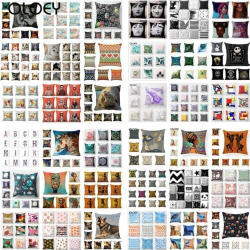 Random Pattern Cushion Cover Polyester Cotton Linen Decorative Pillow Case Chair Sofa Home Square Pillow Cover 45X45CM