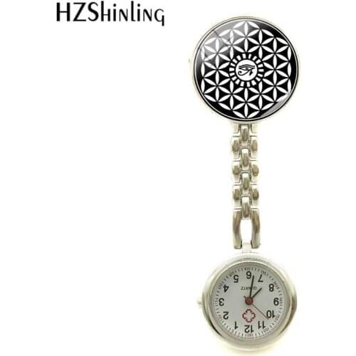 2018 New Flower Of Life Nurses Watch Mandala Art Nurse Watches Round Glass Dome Handmade Jewelry Watch Clip-on