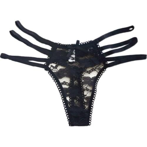 2019 New Sexy Ladies Panties Lace Breathable Jacquard Underwear Low Waist Erotic Perspective G-String