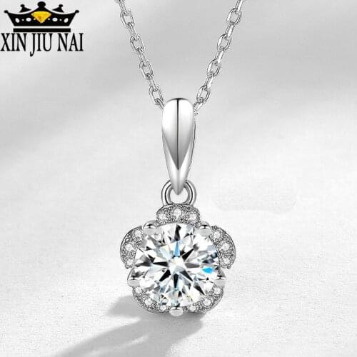 New arrival s925 sterling silver fashion 5A zircon super sparkling petal female pendant 1 carat simplicity diamond necklace
