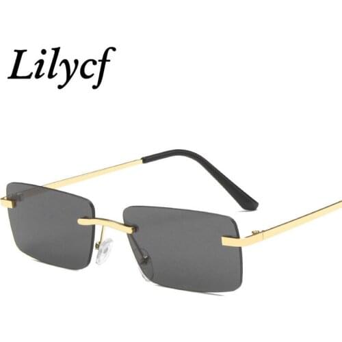 New Square Womens Sunglasses Small Frame Ocean Film Ladies Rimless Trend UV400 Glasses Gradient Wild Brand Designer Eyewear