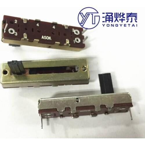YYT 2PCS 3.5 cm sliding potentiometer single A50K shaft length 10MM mixer volume sliding potentiometer 3 feet