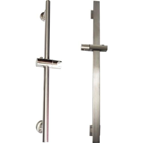 Bathroom Height Adjustable Shower Slide Bar Hand Hold Shower Head Holder Stainless Steel ABS Brushed Nickel Round & Square