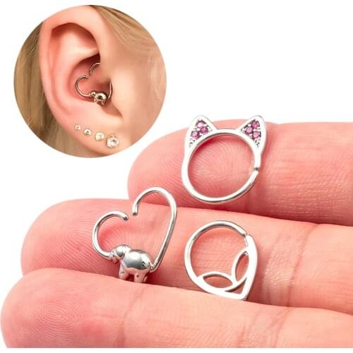 1PC 18G Brass Cute Conch Nose Septum Eyebrow Piercings For Women Men Copper Elephant Heart Daith Cartilage Tragus Earring Gifts