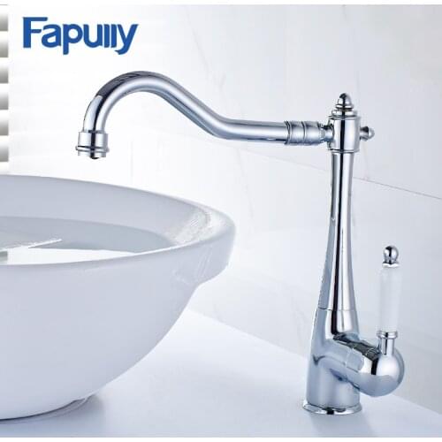 Fapully Basin Faucet Chrome Silver Bathroom 306 Rotation Deck Mounted Cold Hot Sink Mixer Tap Water 135-33C