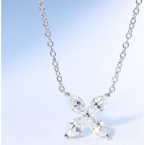 S925 Sterling Silver Four-leaf Clover Clavicle Necklace Ladies Luxury AAA Zircon Clavicle Chain Wedding Jewelry Accessories