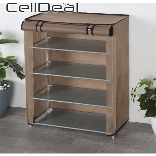 Multi Tiers Dust Proof Shoes Rack Non-woven Fabrics Shoe Storage Portable Steel Stackable Storage Shoe Rack Cabinet Organizer