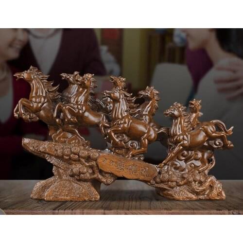 EIGHT HORSES PLACED A CHINESE IMITATION WOOD CARVED HORSE TO THE SUCCESS OF THE INTERIOR ROOM STUDY BOOKSHELF COUNTER DESK DECOR