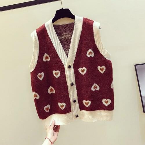 Korean Style 2021new Spring Womens Knitting Waistcoat Vest