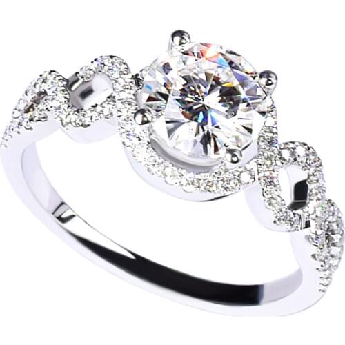 Original Design Unique Twist 925 Sterling Silver Rings Women Luxury Mossan Stone Exquisite Jewelry Diamond Engagement Wedding
