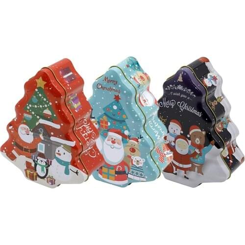 Christmas Tree Biscuits Tin Gifts Boxes 3pcs Candy Storage Containers Cookies Tins Baking Gift Packing Case