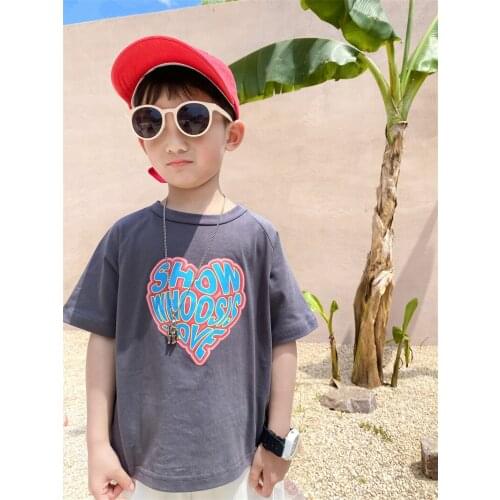 2021 Childrens Print T Shirt Summer New Tops Tees Baby Boys and Girls Casual Letters T Shirt Boys Cotton Short-sleeved T-shirt