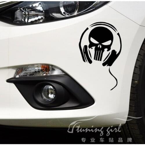 Car Stickers Skulls Ghost Rider Devil Headphone Creative Decals For Tail Window Waterproof Auto Tuning Styling 18*12cm D15