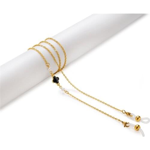 Pearl Beads Clover Flower Link Chain Eyeglasses Chains Glasses Rope Holder Sunglasses Strap Cord Neck Head Band Accessories