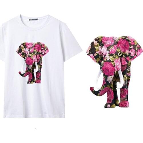 Flowers Elephant DIY Patches On Cloths Iron on Heat Transfer Printing Patches Stickers for Clothes T-shirt Appliques Washable