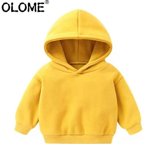 Hoodies for Kids Girl Children Sweatshirt Solid Color Boys Hoodies OLOME Autumn Toddler Clothing Pink 0-12 Kids Clothes Girls