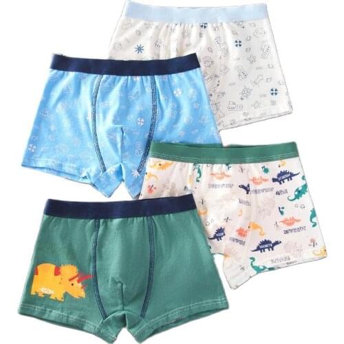 4 Piece Childrens Underwear Pure Cotton Boys Boxer Underpants Cozy Boy Panties Big Childrens Shorts Mid Small Children Panty