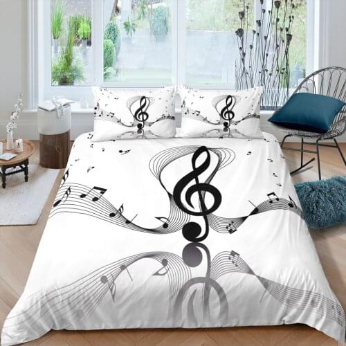 Home Textiles Luxury 3D Note Print Duvet Cover Set 2/3 Pcs Pillowcase Kids Bedding Set AU/EU/UK/US Queen and King Size
