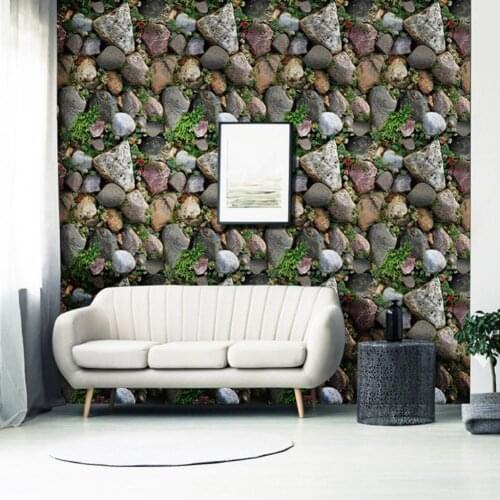 Background Decal Durable Multifunctional Exquisite Self-adhesive Stone Wall Sticker for Home