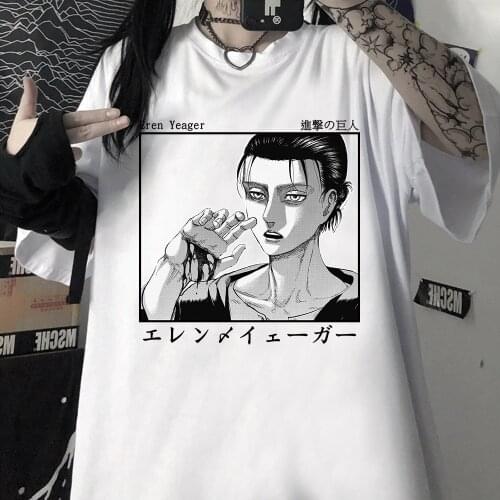 Kawaii Anime Attack on Titan Graphic Harajuku Summer Short Sleeve Oversized Women Men T-shirt Tops