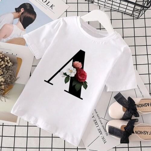 New Boys T Shirts Name Plant Letters Baby Girl Clothes Casual Kids T Shirt Short Sleeve Girls Tshirt 24M-8T Unisex