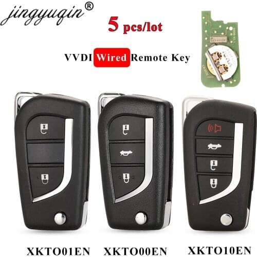 Jingyuqin 5pcs Xhorse XKTO00EN / XKTO01EN Wire Universal Remote Key VVDI2 2/3 Buttons for VVDI Key Tool /VVDI2 English Version