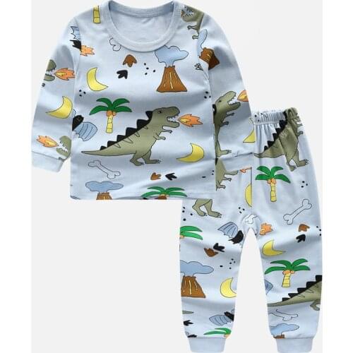 Boy Clothing Sets Girls Pajamas Cotton Suit Autumn Winter Shirt+Pant 2Pcs Boys Formal Clothing Sets Kids Sleepwear 2-8year