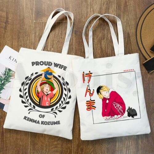 Kozume Kenma Haikyuu!! Nekoma High School Kuroo Handbags Shoulder Bags Casual Shopping Girls Handbag Women Elegant Canvas Bag