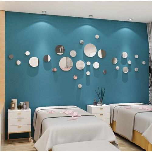 Round Shape Wall Decoration Wall Sticker DIY Mirror Sticker Sticky Decal Beauty Shop Hall Layout Background Wall Removable Mural