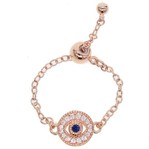 Anillos Women 2019 New Delicate Rose Color Jewelry Small Midi Turkish Evil Eye ring Micro Pave Cz Zirconia Simple Dainty Ring
