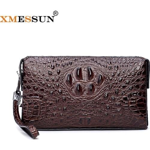 XMESSUN New Clutch Bag Fashion Design Crocodile Pattern Clutch Cowhide Genuine Leather Envelope Bag Coin Purse INS K345