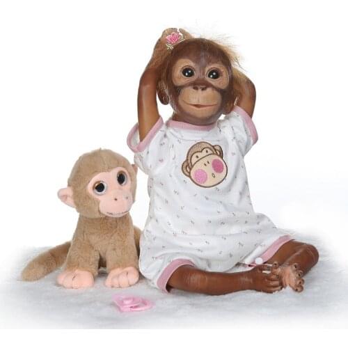 New Style 20 inch Silicone Monkey Baby Doll Toy Cloth Body 50 cm Soft Realistic Macaco boneca reborn Cosplay Apes Child Gift