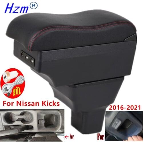 For Nissan Kicks Armrest Box 2016-2021 Central Console Storage Box with USB LED lights
