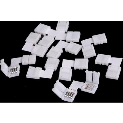 2Pcs/lot RGB LED Strip Connector 4pin 10mm L Shape Free Welding Connector White Color