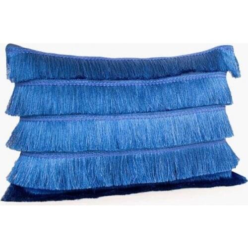 Sax Blue Tasseled Cushion Cover 35cmx50cm
