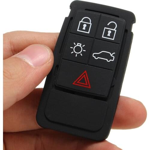 5 Buttons Remote Key Rubber Pad Replacement FOB Fit for Volvo S60 S80 XC70 XC90 Black Rubber Mat Remote Key FOB Silicone Case