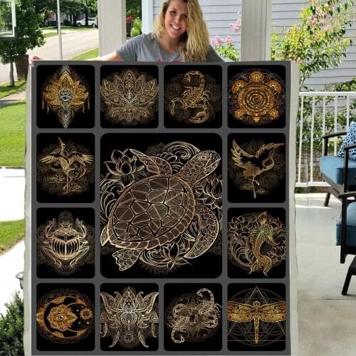 Creative Turtle Animal Adult Children 3D Digital Printing Cotton Velvet Thick Blanket 2020