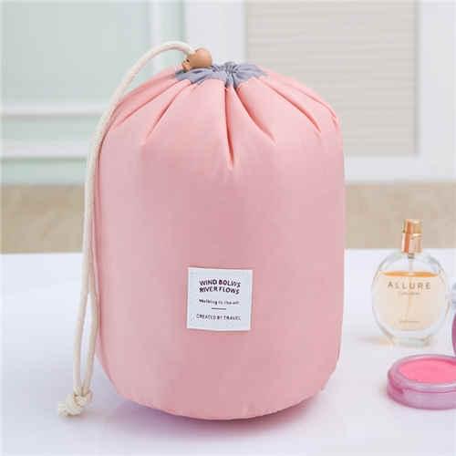 High Capacity Barrel Shaped Nylon Travel Cosmetic Bag For Makeup Toiletry Bags Insert Liner Women Cosmetic Bag