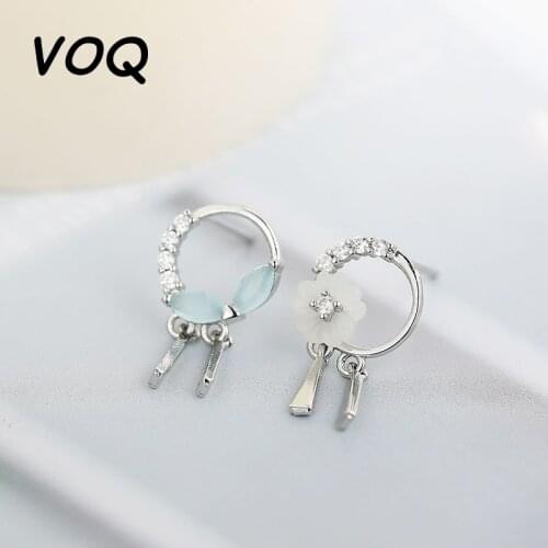 VOQ 925 Sterling Silver Exquisitely Inlaid with Colorful Zircon Flowers and Leaves Wreath Earrings Jewelry Accessories