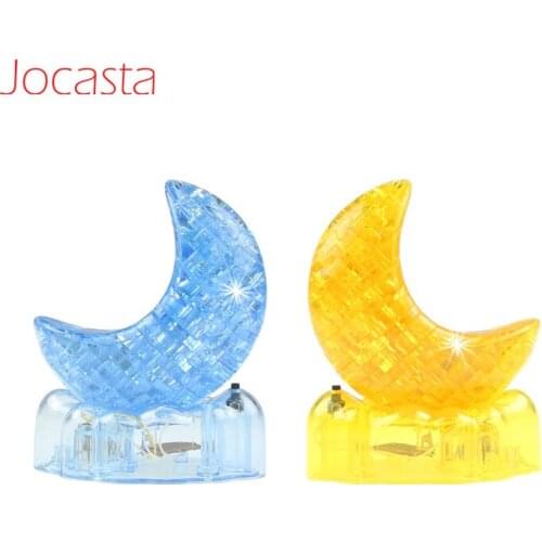 Funny Moon 3D Crystal Puzzle with Flashing Light Puzzle Jigsaw Model DIY Educational Kids Toys Xmas Gift For Children Puzzles