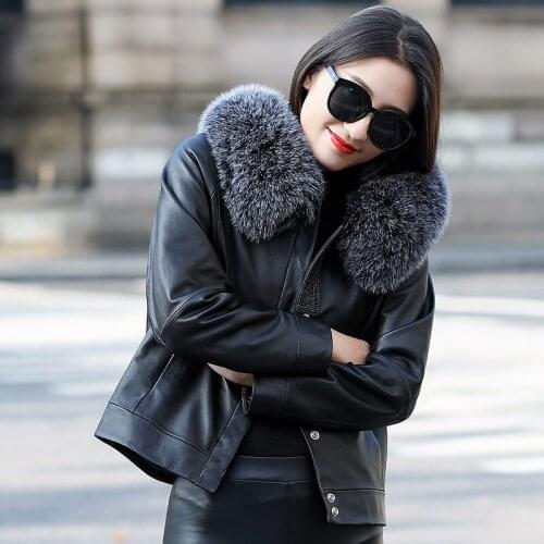 Genuine Leather Winter Jacket Women Fox Fur Collar Real Sheepskin Coat Korean Down Jackets Abrigo Mujer ZM-1203 MY1964