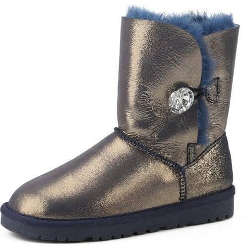 New 2020 Natural Sheepskin Leather Shoes Women Snow Boots Real Wool Genuine Sheepskin Leather Natural Fur Non Slip Women Boots