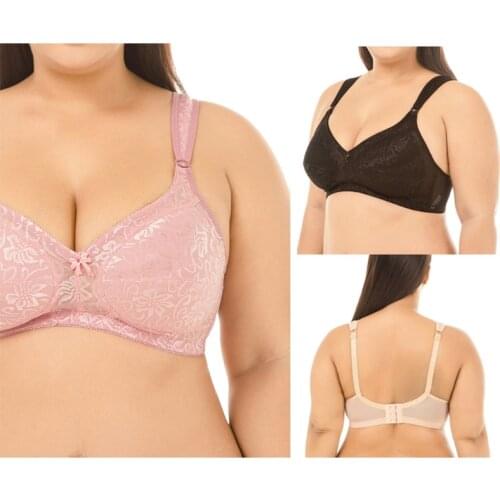 Y166 Women Plus Size Lace Bra Push Up Padded Underwire Full Coverage Mesh Underwear