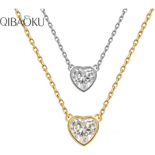 925 Sterling Silver Love Heart Necklace for Women Wedding Clear Zircon Heart Necklace Luxury Temperament Jewelry